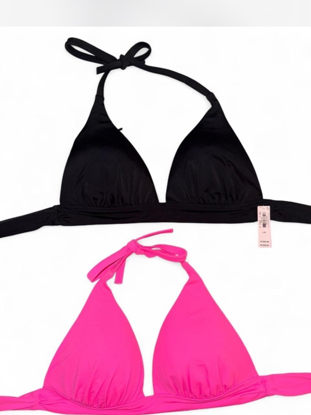 2 pack Victoria secret Bikini Push up Tops size large black and hot pink